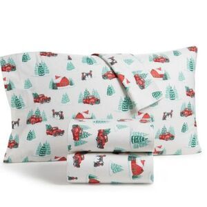 Martha Stewart Collection Holiday Printed Cotton Flannel 4-Pc. Farmhouse Truck
